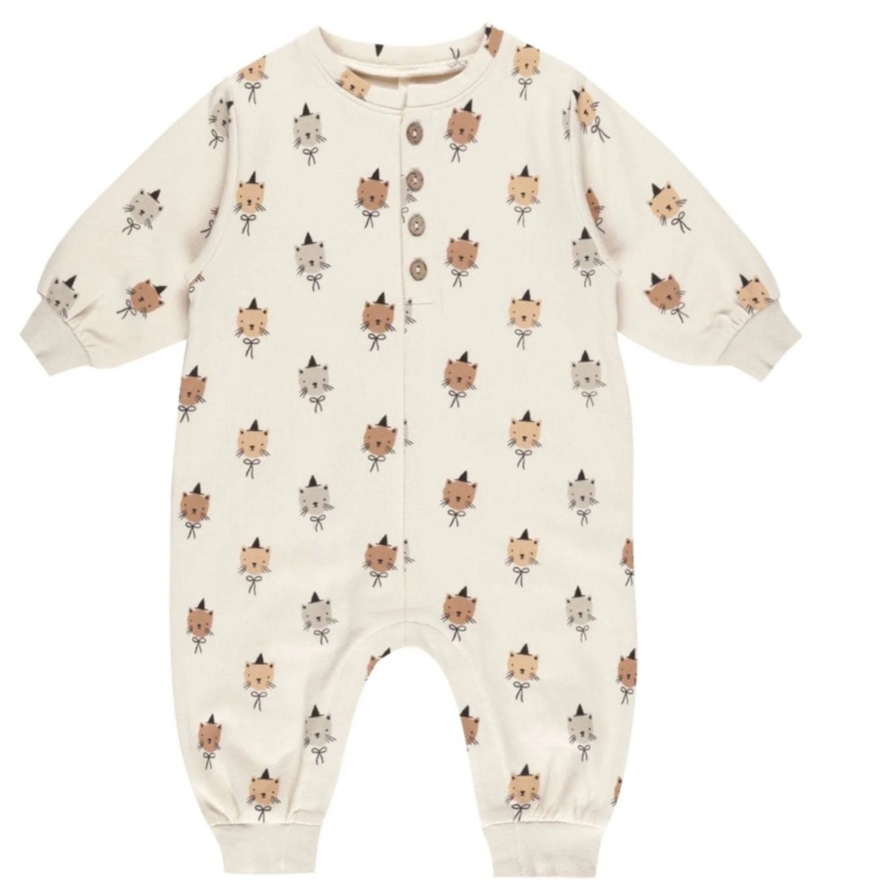 Quincy Mae Relaxed Fleece Jumpsuit -Cats